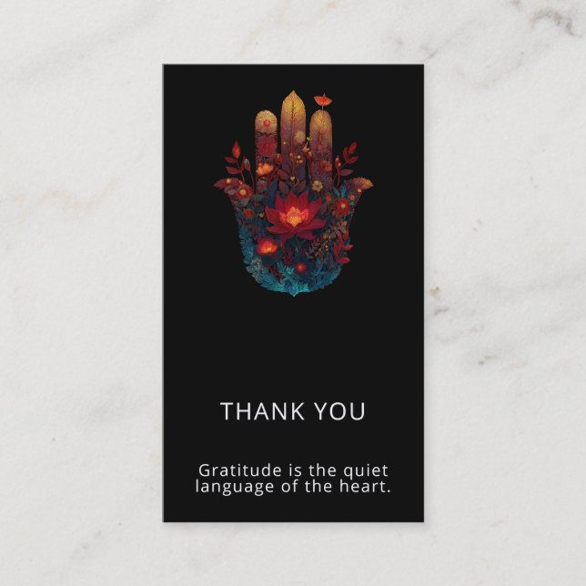 Ember Lotus | Hamsa Hand Design Visitkort (Framsida)