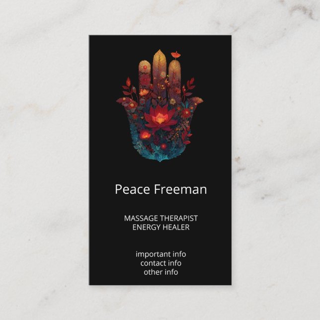 Ember Lotus | Hamsa Hand Design Visitkort (Framsida)