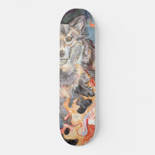 Ember Öga Varg Watercolor Mini Skateboard Bräda 18,5 Cm