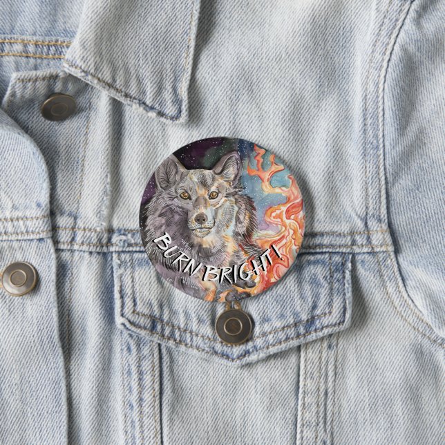 Ember Ögon Varg Watercolor Badge/Button Knapp (In Situ)