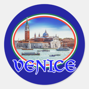 Emblem abbey San Giorgio Maggiore. Venedig, Italie Runt Klistermärke