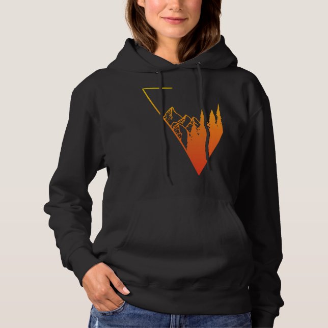 Emblem bergspanorama och skog lättsamt mode t shirt (Framsida)