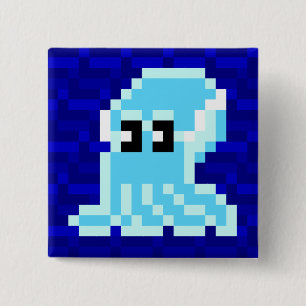 Emblem för bläckfisk för Cuttlekolhinkblått Knapp