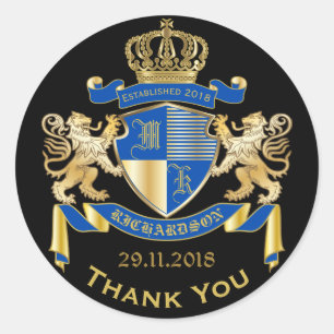 Emblem för blått för tackMonogramvapensköld gu Runt Klistermärke