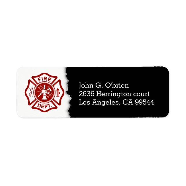Emblem för brandman | RETURADRESS Returadress Etikett (Framsidan)