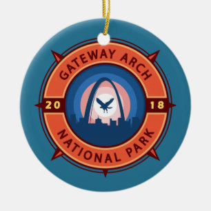 Emblem för gatewayens nationella park Retro Compas Julgransprydnad Keramik