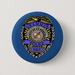 Emblem för grammatikpolisavdelning ritar knapp