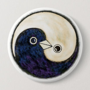 Emblem för harmoni för Yin Yang duvor jätte- Knapp
