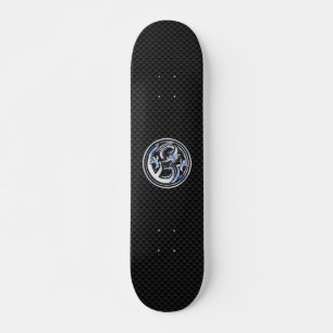 Emblem för kromstildrake på kolfibertryck skateboard bräda 19,5 cm