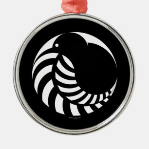 Emblem för NZ-kiwi-/silverFern Julgransprydnad Metall