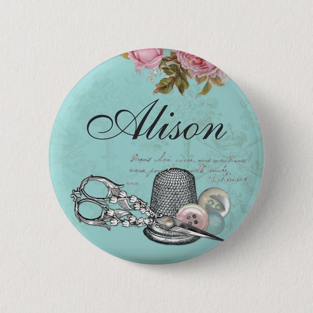 Emblem för sömnadtemanamn knäppas knapp (Framsida)