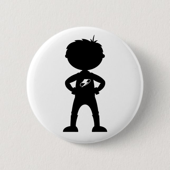 Emblem för ungeSuperheroSilhouette Knapp (Framsida)