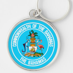 Emblem från Bahamasrundan Rund Silverfärgad Nyckelring