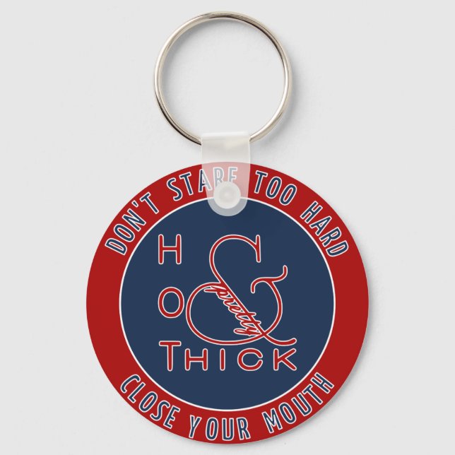 Emblem Hett Tjock och Söt Stör inte för hårt Nyckelring (Framsida)