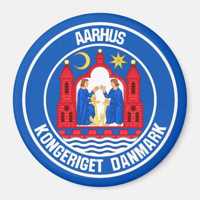 Emblem i Århus Round Magnet (Framsidan)