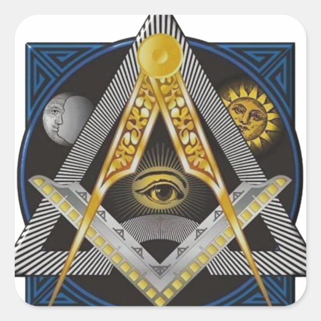 Emblem i friemasonry fyrkantigt klistermärke (Framsida)
