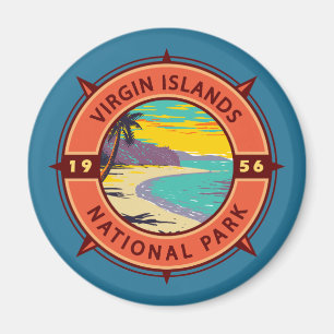 Emblem i Jungfruöarna Nationalparken Retro Compass Magnet