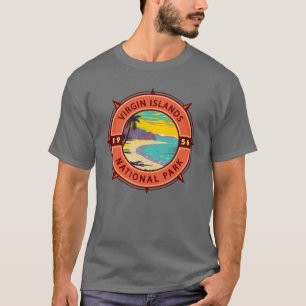 Emblem i Jungfruöarna Nationalparken Retro Compass T Shirt