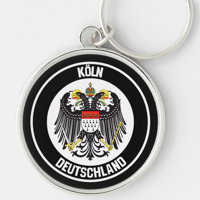 Emblem i Köln-rundan Rund Silverfärgad Nyckelring (Framsidan)