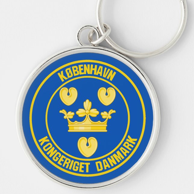 Emblem i Köpenhamnsrundan Rund Silverfärgad Nyckelring (Framsidan)