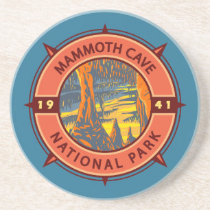 Emblem i mammoth Cave nationalpark Retro Compass Underlägg
