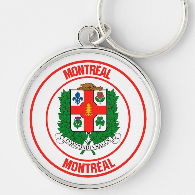 Emblem i Montrealrundan Rund Silverfärgad Nyckelring (Framsidan)