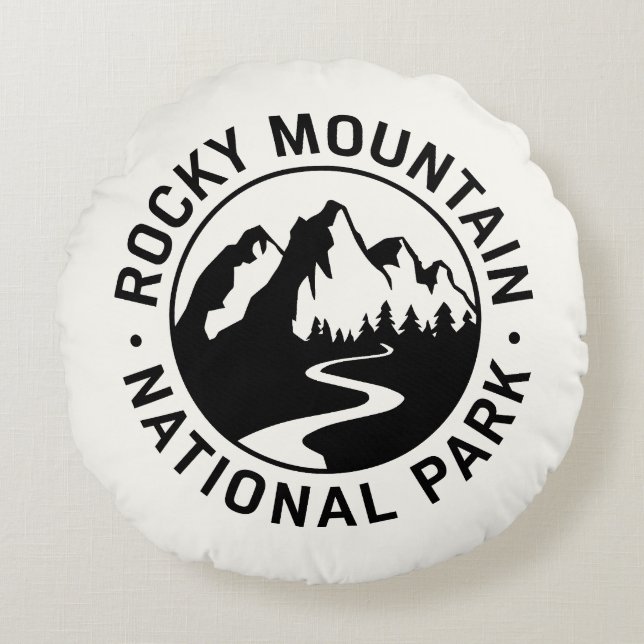 Emblem i nationalparken Rocky Mountain Rund Kudde (Framsidan)