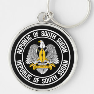 Emblem i Sydsudan Rund Silverfärgad Nyckelring