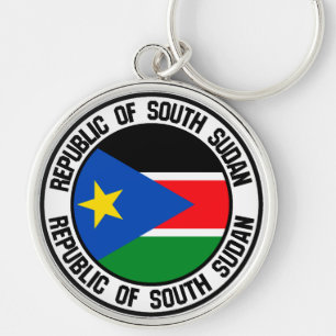 Emblem i Sydsudan Rund Silverfärgad Nyckelring