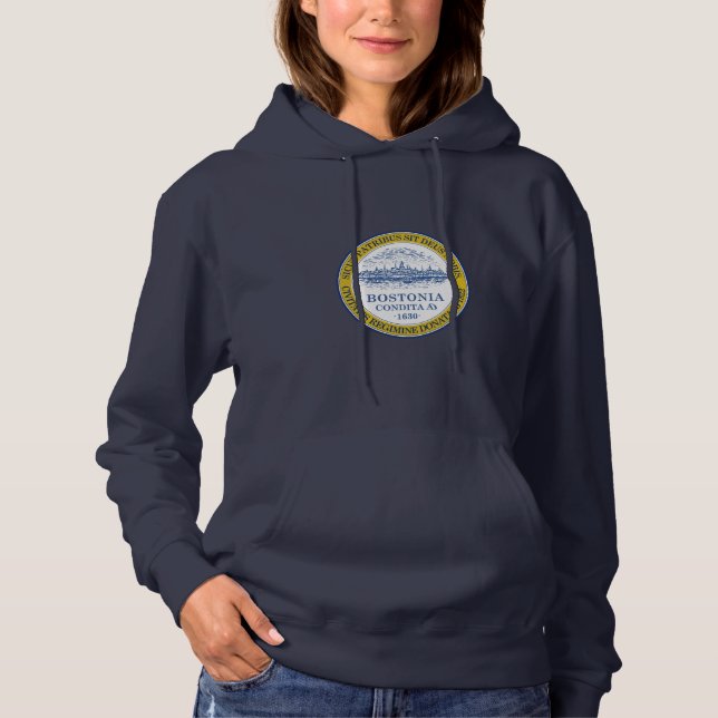 Emblem of Boston, Massachusetts Hoodie T Shirt (Framsida)