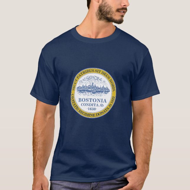 Emblem of Boston, Massachusetts T-Shirt (Framsida)