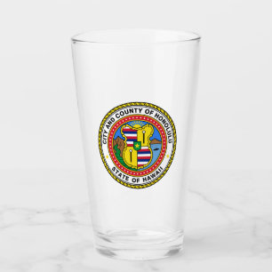 Emblem of city Honolulu, Hawaii Glass Glaskopp