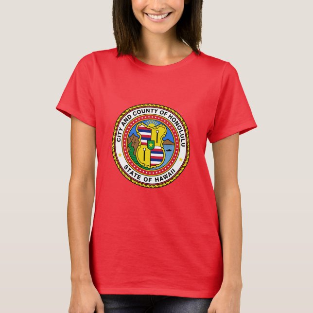 Emblem of city Honolulu, Hawaii T-Shirt (Framsida)