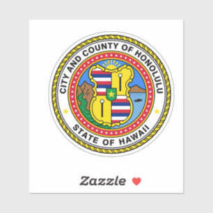 Emblem of city Honolulu, Hawaii Vinyl Sticker Klistermärken