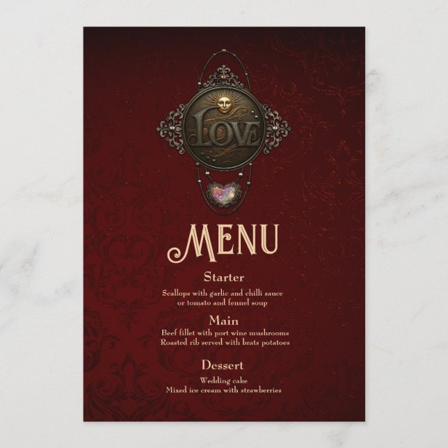 Emblemet i Kärlek. Meny (Framsida)