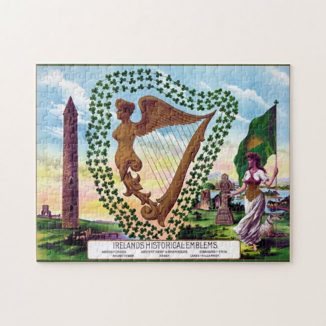 Emblems of Ireland Harp Klöver Puzzle Pussel (Horisontell)