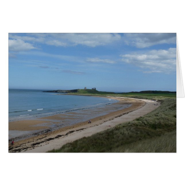 "Embleton Beach view of Bamburgh Castle" (1) Hälsningskort (Framsidan Horizontal)