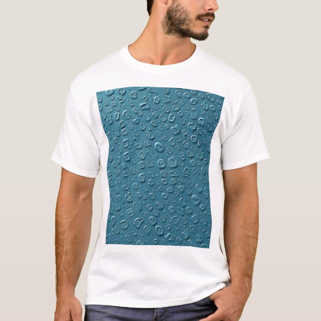 Embossade digitala droppar på Blå Yta T Shirt (Framsida)