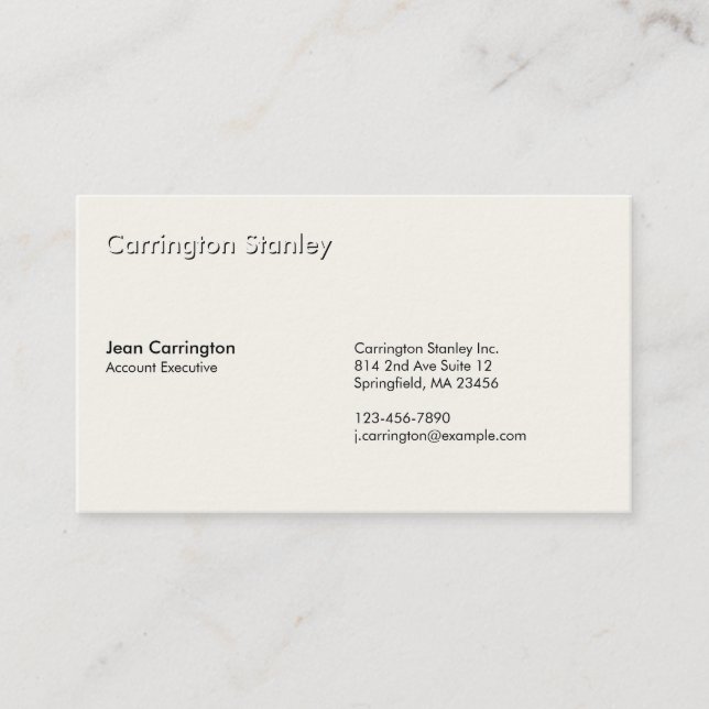 Embossed Account Executive Ivory Visitkort (Framsida)
