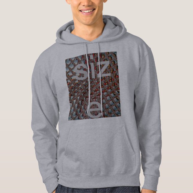 Embossed Ash Grått Maroon Checkded: A Modern Art Hoodie (Framsida)