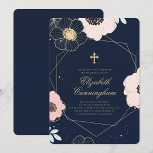 Embossed Blommigt Foliage Geometric Memorial Funer Inbjudningar