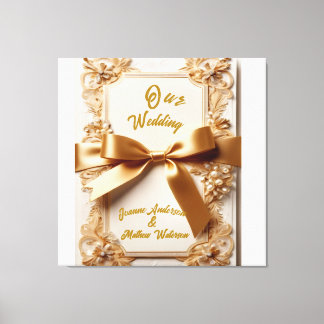 "Embossed Floral Wedding Invitation Satin Bow  Canvastryck