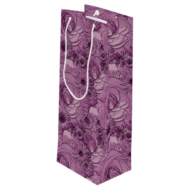 Embossed Flowers-Lt Lila-VIN GIFT BAG (Baksidan Vinklad)