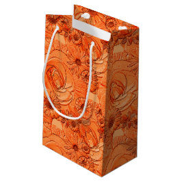 Embossed Flowers-Orange-GIFT BAG S