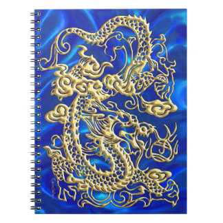 Embossed Guld Dragon Anteckningsbok Med Spiral