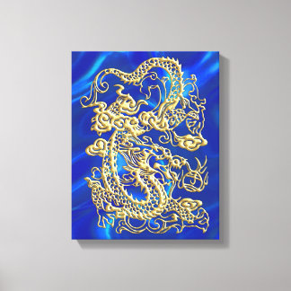 Embossed Guld Dragon Canvastryck