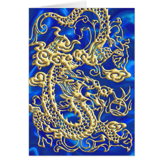 Embossed Guld Dragon Hälsningskort