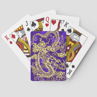Embossed Guld Dragon on Lila Satin Print Print Kortlek
