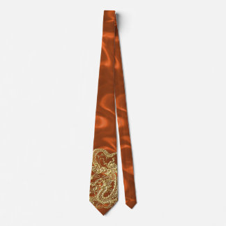Embossed Guld Dragon on Orange Satin Print Slips