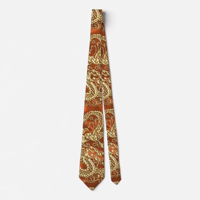 Embossed Guld Dragon on Orange Satin Print Slips (Framsida)